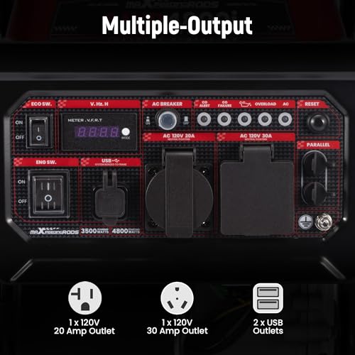maXpeedingrods 4800 Watt Portable Inverter Generator, Gas Powered Open Frame Generator with ECO Mode, Lightweight for Outdoor Camping, Home Backup, Garden - style: MXR4800I+Gas+Open Frame