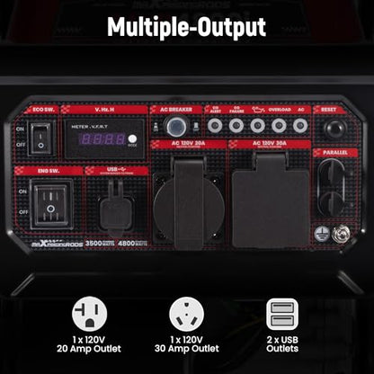 maXpeedingrods 4800 Watt Portable Inverter Generator, Gas Powered Open Frame Generator with ECO Mode, Lightweight for Outdoor Camping, Home Backup, Garden - style: MXR4800I+Gas+Open Frame