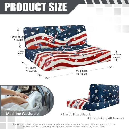 American Flag Butterfly RV Dinette Cushion Covers, Stretch Camper Cushion Slipcovers for Travel Trailer Couch RV Booth Seat, Replacement Camper Sofa Chair Protector - color: American Flag Butterfly
