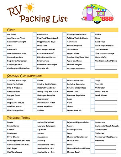 Ultimate RV Equipment Checklist - Reusable Laminated Chart & Double Sided - Never Forget Packing Items 11 inches x 8.5 inches