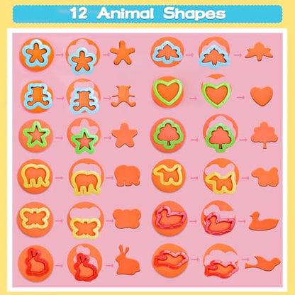LCY WEDSHI Dough Tool Set, 22 Pcs Dough Tools Sets for Kids Ages 4-8, Dough Accessories Includes Cutters Roller, Rolling Pins, Safety Scissors, Plastic Knife, Animal Shapes Cutters - style: 22pcs