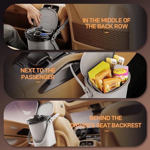 Waretary Trash Can for Car Garbage: Leakproof Silicone Car Waste Bin w/Lid for Drivers and Passengers; 2 Gallon Garbage Container for Vehicle, Sedan, SUV, Van, MPV & Truck (Gray) - color: Gray