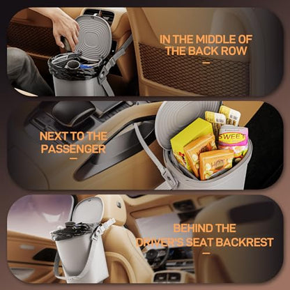 Waretary Trash Can for Car Garbage: Leakproof Silicone Car Waste Bin w/Lid for Drivers and Passengers; 2 Gallon Garbage Container for Vehicle, Sedan, SUV, Van, MPV & Truck (Gray) - color: Gray