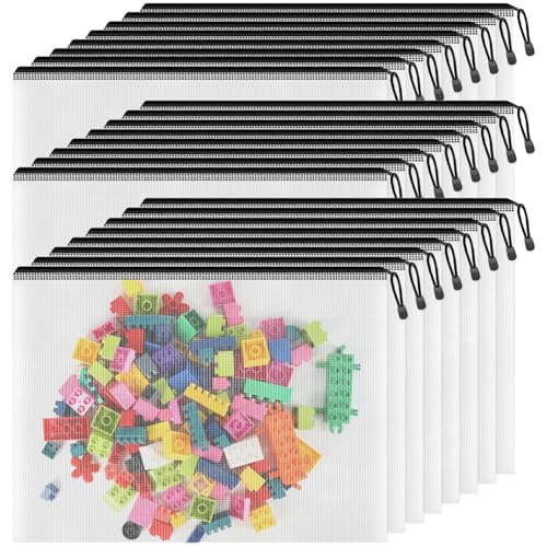 Smarpau A3 Mesh Zipper Pouch, 24 Pack 17.4" x 12.4" Large Zipper Pouches for Organizing, Multipurpose Waterproof Zipper Bags for Travel, Office, Home Storage, Black - color: Black, size: A3-17.4x12.4in-24pcs
