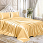 Homiest 3pcs Satin Sheets Set Luxury Silky Satin Bedding Set with Deep Pocket, 1 Fitted Sheet + 1 Flat Sheet + 1 Pillowcase (Twin Size, Gold) - color: Gold, size: Deep pocket - Twin size