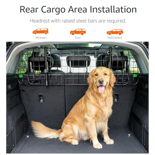 Amazon Basics Adjustable Dog Car Barrier for Vehicles, 59.72 x 5.20 x 16.46 in, Black