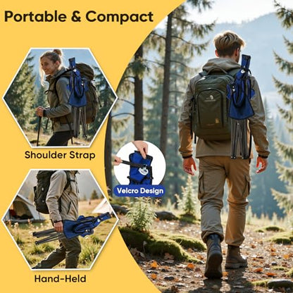 Northroad 2 Pack Tripod Camping Chairs, Portable 3 Legged Folding Tripod Stool Seat with Backrest, Small Compact Lightweight Tripod Chair for Adults Fishing Hunting - color: Blue