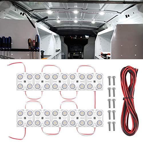 Nilight 40Leds Van Interior Light Kits 12V White Led Ceiling Lighting Kit for Truck RV Boats Caravans Trailers Lorries Ducato Transit （10 Modules） - size: 40Leds 10 Modules