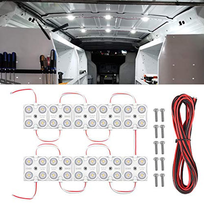 Nilight 40Leds Van Interior Light Kits 12V White Led Ceiling Lighting Kit for Truck RV Boats Caravans Trailers Lorries Ducato Transit （10 Modules） - size: 40Leds 10 Modules