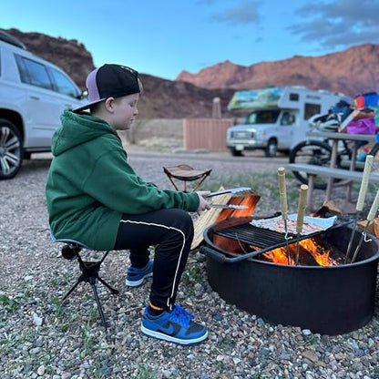 GRAND TRUNK Compass 360° UC Swivel Stool | Ultra-Compact Foldable Camping Seat | 260 lb Capacity | 7000 Series Aluminum Frame, Portable for Hiking & Travel | Sea Black
