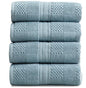 Springtree Home 100% Cotton Bath Towel Set of 4 | Blue Towels | Geometric Textured Design | Absorbent & Quick-Dry | 4 Bath Towels | Oeko-TEX® Standard 100 Cotton | Myla Collection - Arona Blue - color: Arona Blue, size: Bath Towel (4 Pack)