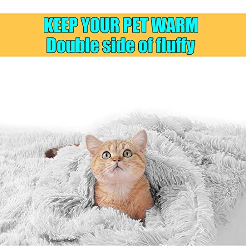 Pet Dog Bed Blankets, Fluffy Fleece Dog Throw Blankets Sleep Mat,Soft Puppy Blankets Cat Kitten, S M L XL,Fuzzy Reversible Sherpa Blanket for Bed, Couch, Sofa, Travel,Washable & Lightweight - color: Grey, size: 30 INCH X20 INCH