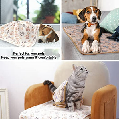 MIWOPET 3 Pack Cat and Dog Blanket Soft & Warm Fleece Flannel Sleep Mat, Great Pet Throw for Puppy, Kitten,Cats,Small Dogs (Small 23" x 15") - color: Brown/Pink/White, size: Small(23"*15")