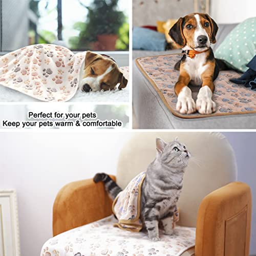 MIWOPET 3 Pack Cat and Dog Blanket Soft & Warm Fleece Flannel Sleep Mat, Great Pet Throw for Puppy, Cats, Small, Medium & Large Dogs(Large 40" x 30") - color: Brown/Pink/White, size: large (40"*30")