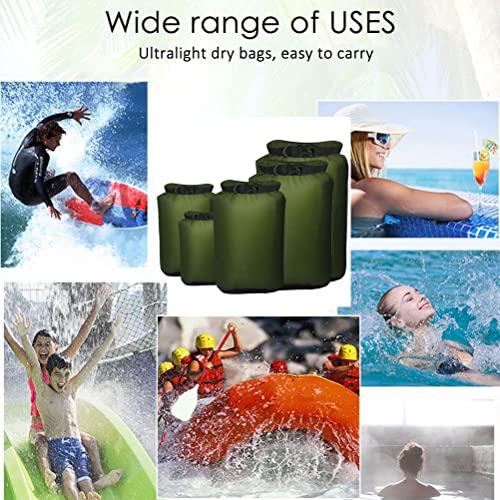 Pimoys 5 Pack Waterproof Dry Sacks, Lightweight Outdoor Dry Bags 20L /12L / 10L/ 6L/ 3.5L Ultimate Dry Bags for Kayaking Camping Rafting Boating - color: Green