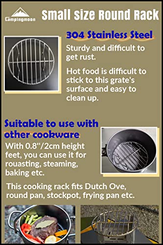 CAMPINGMOON φ4.9-inch Round Stainless Steel Cooking Grid Grill Fits for Backpacking Pocket Stove W13 - color: Dia 4.9 inches, fits for Backpacking Pocket Stove W13
