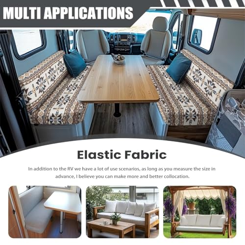 RV Dinette Cushion Covers Aztec Tribal Geometric Camper Cushion Cover 2 Pack RV Seat Covers Dinette Booth Cushions Stretchable Washable Couch Cover for RV Camper Car Bench Replacement - color: Aztec Tribal Geometric