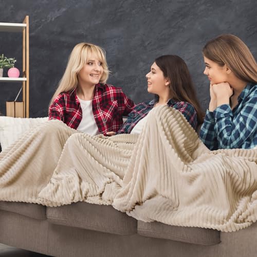 Buryeah 6 Pcs Flannel Throw Blanket Bulk 50 x 60 in Sleepover Blanket Outdoor Wedding Throw Lightweight, Oeko-tex Standard 100 Certified for Sofa Homeless Gifts (Beige) - color: Beige