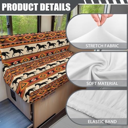 RV Dinette Cushion Covers Aztec Horse Camper Cushion Cover Dinette Booth Set RV Seat Covers for RV Camper Sofa, Washable - color: Aztec Horse