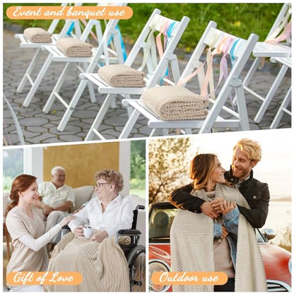 Buryeah 6 Pcs Flannel Throw Blanket Bulk 50 x 60 in Sleepover Blanket Outdoor Wedding Throw Lightweight, Oeko-tex Standard 100 Certified for Sofa Homeless Gifts (Beige) - color: Beige