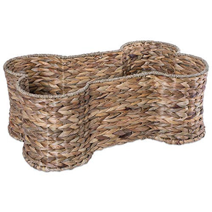 Bone Dry Pet Storage Collection, Bone Shape Hyacinth Toy Basket, Natural, Small - color: Natural, size: Small