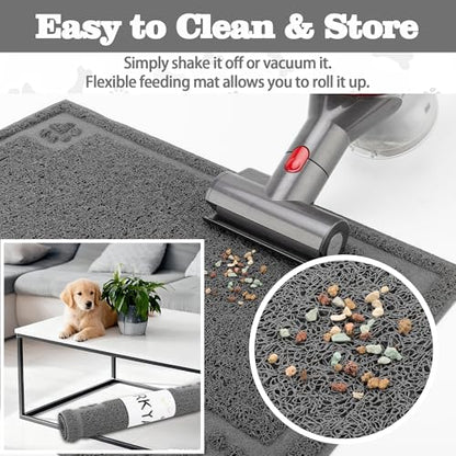 Darkyazi Pet Feeding Mat Large for Dogs and Cats,24"×16" Flexible and Easy to Clean Feeding Mat,Best for Non Slip Waterproof Feeding Mat. (Grey) - color: Grey