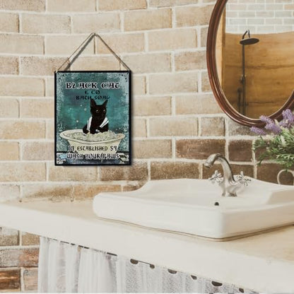wall-pediments MP 468 Black Cat & Co. Bath Soap 1959 Striped Cat Plaque, 6.7 x 10 Inches Funny Cat Bathroom Decor - color: Generic 9953