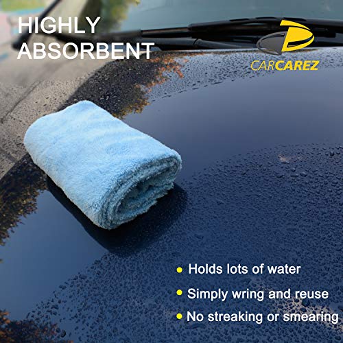 CARCAREZ Microfiber Towels for Cars, Car Drying Wash Detailing Buffing Polishing Towel with Plush Edgeless Microfiber Cloth, 450 GSM 16x16 in. Pack of 6 - color: Blue