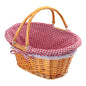 GNIEMCKIN 14 Inch Wicker Basket with Handle, Wicker Picnic Baskets with Red Liner, Oval Willow Woven Basket for Fruit, Wine, Wedding, Picnic - size: 14 Inch