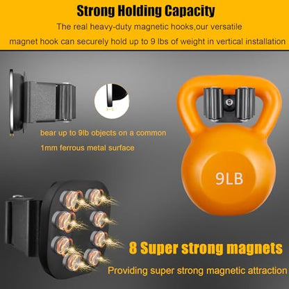 Upgraded Magnetic Broom and Mop Holder Wall Mount, Space-Saving Heavy Duty No Drill Over the Door Broom Gripper RV Camper Wall Organizer,Black,2 Pcs - size: 2 Pcs