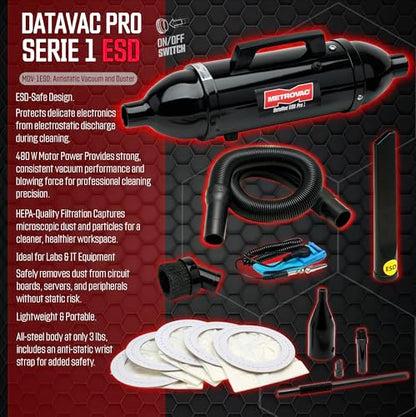 METROVAC DataVac® ESD Safe Pro Series MDV-1ESD, Compact Computer Vacuum & Blower for Electronics, Anti-Static, HEPA Filtration, and Durable - size: 500 watts ESD