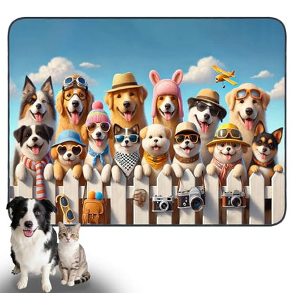 Nuxovilar Pet Food Mat Dog Supplies Fun Animal-Themed Polyester (23.62×17.71 inches) Bowl Water Spill Pad Feeding Essentials for Outdoor, Patio, Pet Station - color: LU13716