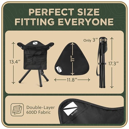 Foldable Tripod 13.4'' Stool - for Youth & Kids 4 FT+, U.S. Seller, Ultra Portable Seat, Best for Youth+Pocket - 1 lb Camping Stool, 3 Legged Strong Steel Stool, Height: 13.4 inches (Black) - color: Small Black