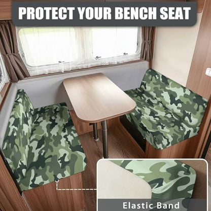 NDISTIN Camouflage Green Camper Couch Cushion Covers Dinette 2Pcs Camper Couch Cushion Covers Dinette Comfortable Camper Couch Cover for RVS Booth Seats Replacement - color: Camouflage Green