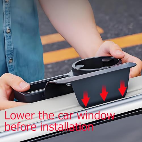 GDQ Car Cup Holder - Hanging Car Door Window Drink Coffee Door Cup Holder with Clip-On Design, No Drill, with Phone Holder, Key Hook & Charging Port Universal Fit for SUV Truck Sedan（1 Pack）