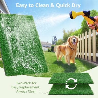 LOOBANI Dog Grass Pee Pads, 2 Pack Artificial Grass Pads for Potty Tray, Fake Grass for Dogs to Pee On, Outdoor Indoor Pee Grass for Dog Potty (18*23 inch) - size: 18*23 inch