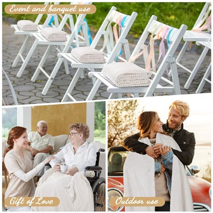 Buryeah 6 Pcs Flannel Throw Blanket Bulk 50 x 60 in Sleepover Blanket Outdoor Wedding Throw Lightweight, Oeko-tex Standard 100 Certified for Sofa Homeless Gifts (Cream White) - color: Cream White