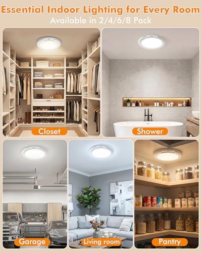 Rechargeable Ceiling Light 2 Pack, Magnetic Wireless Motion Sensor Ceiling Light with Remote, Wireless Dimmable Battery Operated LED Ceiling Lights for Closet Shower Hallway Pantry Shed Porch Stairs - size: 2 PACK