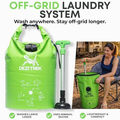 LARGE Portable Washing Machine – Off-Grid Laundry System, High Capacity Manual Clothes Washer with Plunger, No Power Needed, for Camping, RV, Travel - size: Large