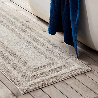 Eddie Bauer - Bathroom Rug, 100% Soft Plush Tufted Cotton Runner Rug, Highly Absorbent, Quick-Dry, and Skid-Resistant Backing (Logan Beige, 22" x 60") - color: Beige, style: 22" x 60"