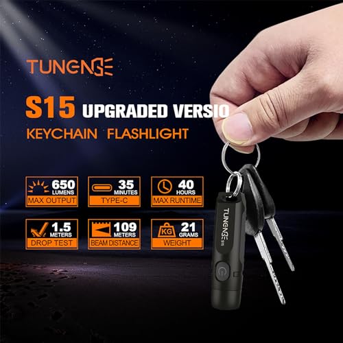 S15 Keychain Flashlight- Super Bright 650 High Lumens,USB C Rechargeable EDC Pocket Flashlight,Mini Flashlight with Magnetic Suitable for Hiking, Outdoors (Magnet Black) - color: Black-Magnetic