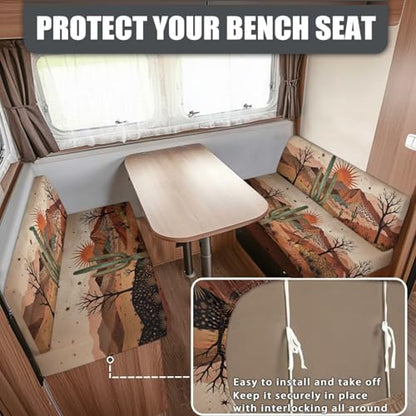 Desert Cactus RV Dinette Cushion Covers Soft Replacement Camper Cushion Slipcovers Sunset RV Sofa Furniture Protective Covers Include 1 Bench Cover and 1 Backrest Cover - color: Cactus Sunset