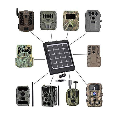 Trail Camera Solar Panel,WILDGAMEPLUS 14W 8000mAh 12V/1.2A 9V/1.6A 6V/2.4A IP66 Waterproof Rechargeable Charger with Cables for Outdoor Trail Game Camera and 12V LED Light WG-8000