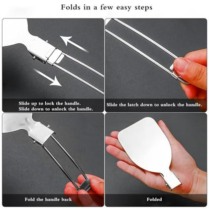 Camping Cooking Utensil Set Foldable 304 Stainless Steel Spatula Turner Soup Spoon Kit Portable Kitchen Utensils Folding Cookware Kit for Outdoor Travel Hiking Picnic (Silver G, Frying Spatula) - color: Silver G, Frying Spatula