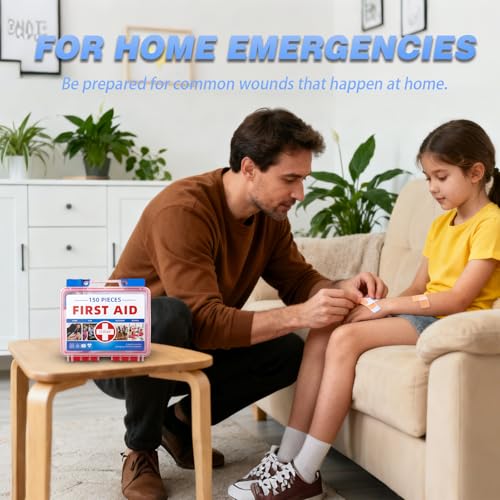 Mini First Aid Kit - 150 Pieces Emergency Medical Kit for Home, Car, Travel, Camping, Truck, Hiking, Sports, Office, Vehicle & Outdoor Emergencies - color: Red