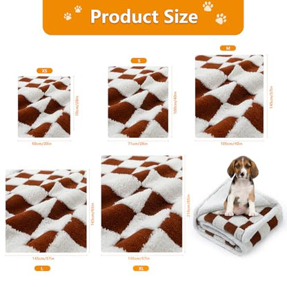 Waterproof Pet Blanket,Dog Bed Covers Small Throw for Puppy Cats Stylish Jacquard Pets Couch Sofa Furniture Protection Washable Reversible Covers (Coffee Check,XS) - color: Coffee Check, size: XS-50*70cm(20*28in)