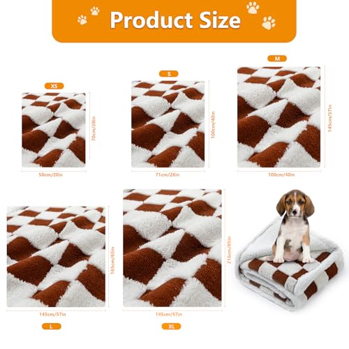 Waterproof Pet Blanket,Dog Bed Covers Couch Sofa Stylish Jacquard Pets Throw Blankets for Puppy Cats Washable Reversible Furniture Protection Covers (Coffee Check,XL) - color: Coffee Check, size: XL-145*216cm(57*85in)