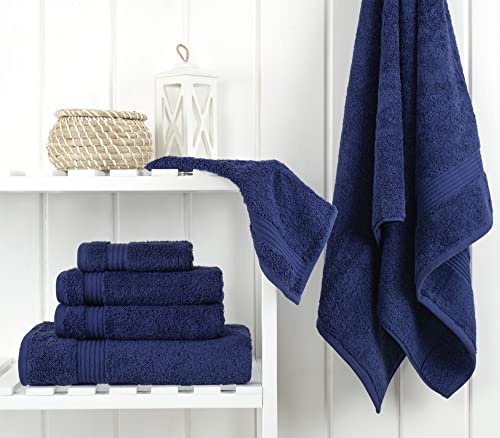 Cotton Paradise 100% Cotton Turkish Towel Set, Soft Absorbent Quick Dry, 6 Piece Towel Set, Navy Blue - color: Navy Blue
