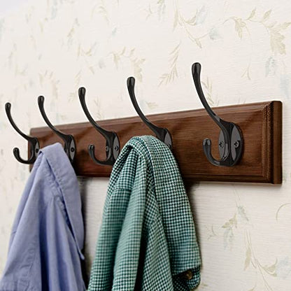 Heavy-Duty Metal Coat Hooks for Wall, 10-Pack Black Wall Mounted Hooks with 20 Screws, Double Robe Hooks for Coat, Hat, Robe, Towel, Entryway, Bathroom, Kitchen - color: 10PCS Black Long Hooks