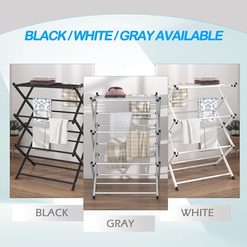 Household Indoor Folding Clothes Drying Rack, Dry Laundry and Hang Clothes,Towel Rack for Storage (White) - color: White